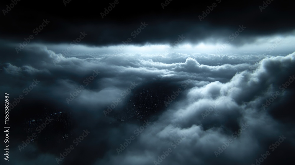 Dark clouds obscure city lights Dark clouds obscure city lights