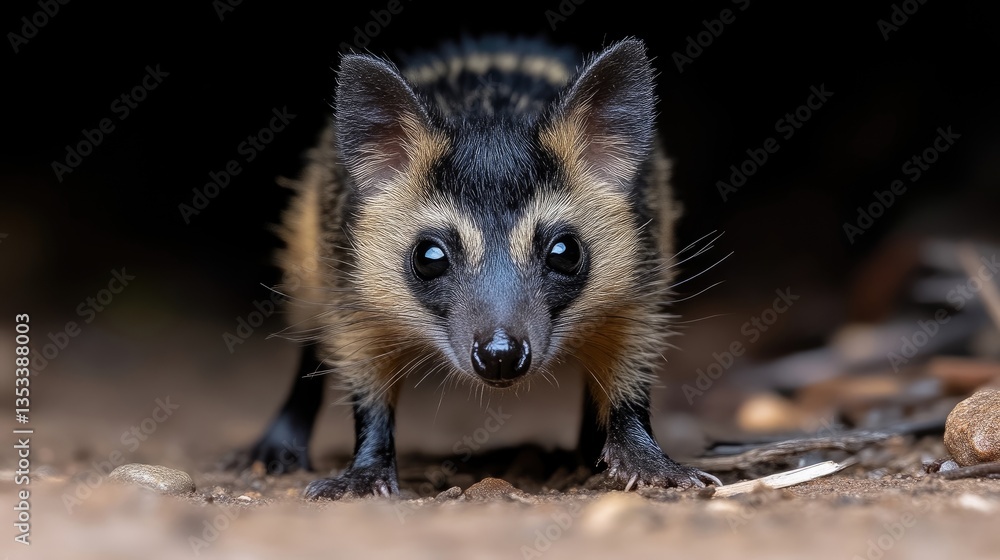 Fototapeta premium Close-up of a small, adorable creature with striking markings
