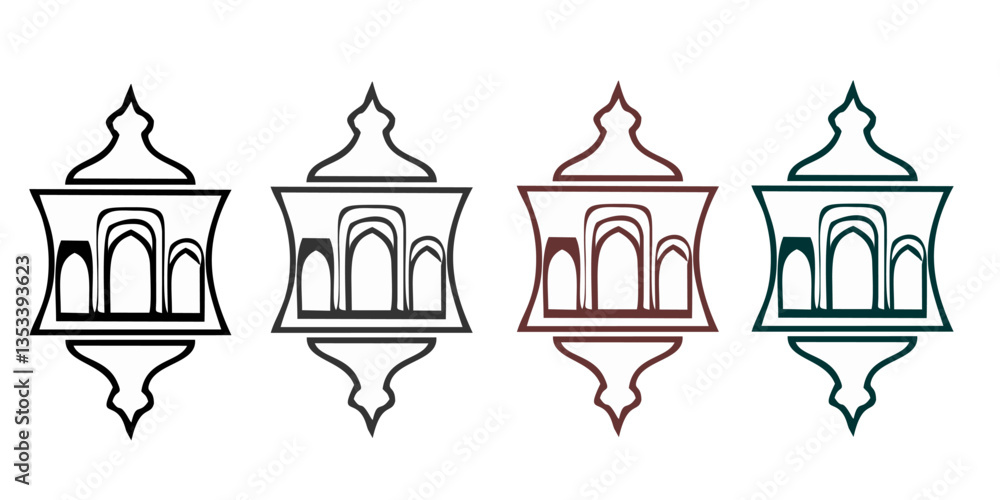 Fototapeta premium Star Moon Icon, Lantern icon ,mosque icon, islamic icons, ramadan kareem, islamic logo, ramadan mubarak. 