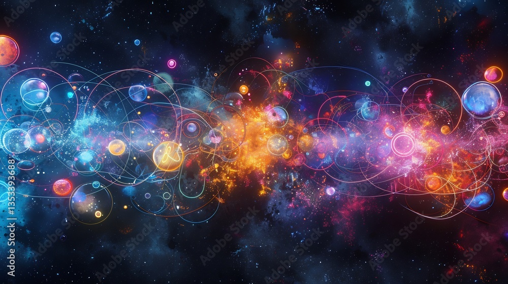 Obraz premium Artistic visualization of psychological buying patterns represented through glowing cluster of emotions preferences and decision making choices