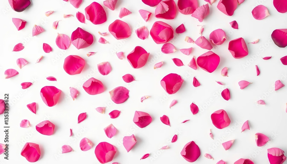 Delicate rose petals scattered artfully on pristine white, perfect for Valentine's, Mother's, or Women's Day, copy space, mothers day Delicate rose petals scattered artfully on pristine white, perfect for Valentine's, Mother's, or Women's Day, copy space, mothers day