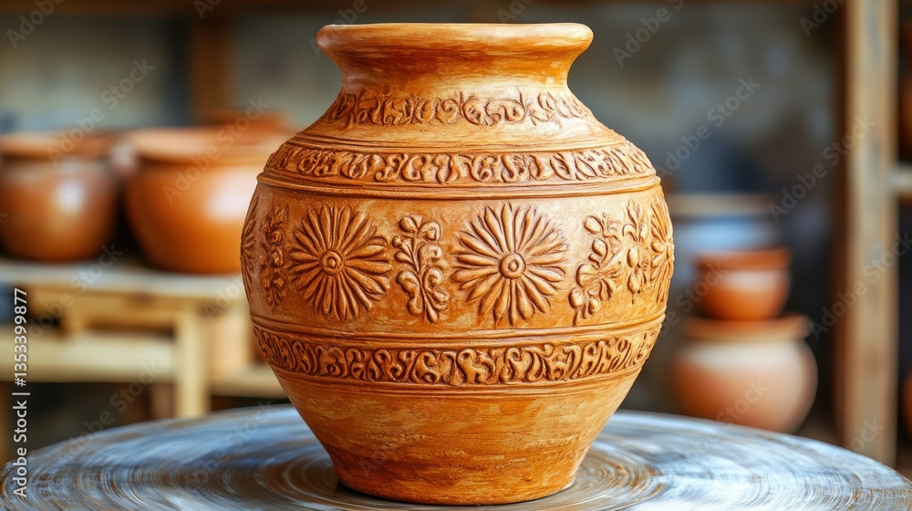 Decorative terracotta vase Decorative terracotta vase