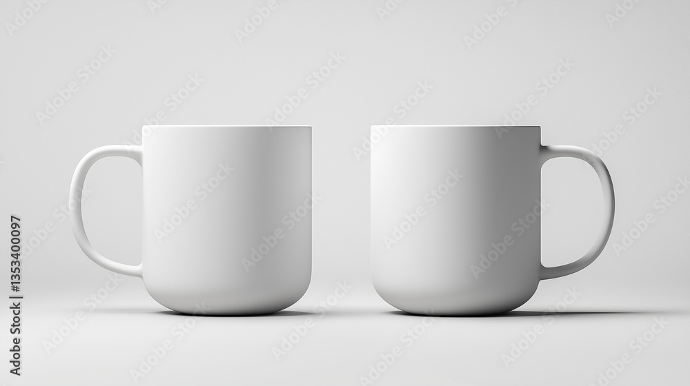 mockup two white cup realistic mockup two white cup realistic