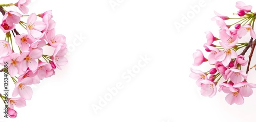 Wallpaper Mural Delicate pink blossom frame, petals softly curved, isolated on pure white, pink, background Torontodigital.ca