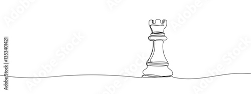 Single line, continuous, chess line art vector illustration with transparent background editable stroke.