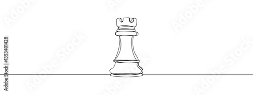 Single line, continuous, chess line art vector illustration with transparent background editable stroke.