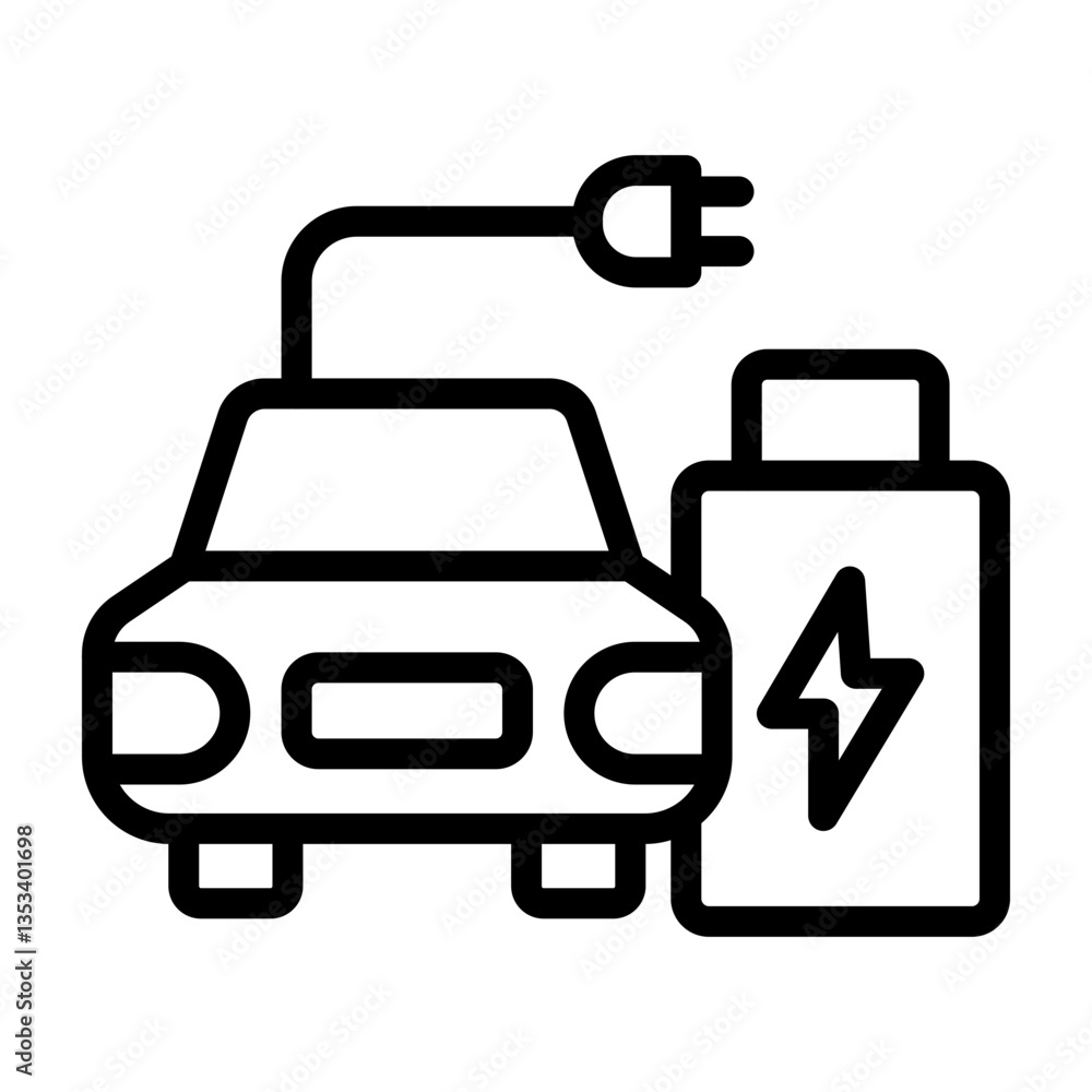 Electric Car Charger Vector Line Icon Design Electric Car Charger Vector Line Icon Design