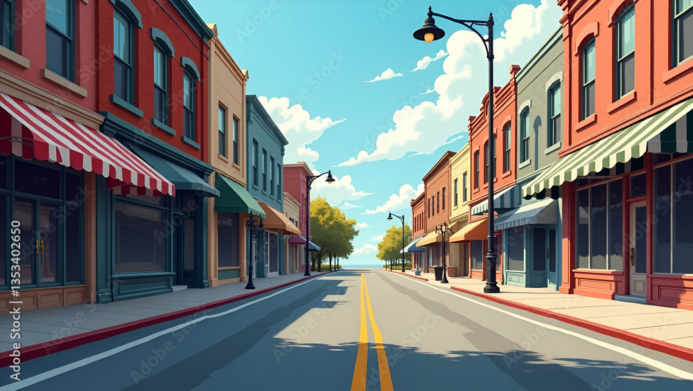 Obraz premium Photorealistic Image of Abandoned Stores on Main Street: A Visual Representation of the Small Business Crisis and Economic Recession's Impact on Entrepreneurship in Town