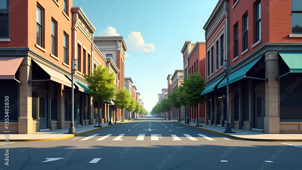 Obraz premium Photorealistic Illustration of Abandoned Main Street: Small Business Crisis & Economic Recession Impact