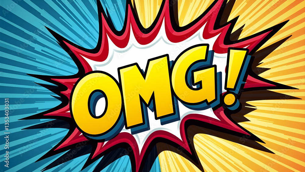 Bright Retro Pop Art: Expressive Typography in Flat OMG Comic Text for Smart Business Humor