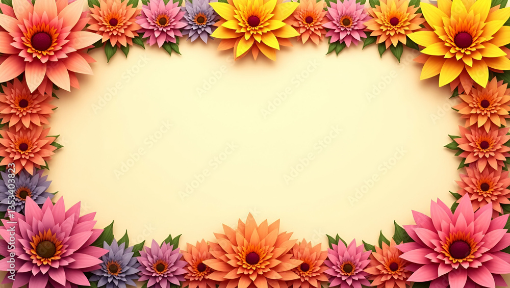 Intricate Rangoli Patterns and Glowing Lotus Flowers Frame for Diwali Messages - Artistic Stock Photo Intricate Rangoli Patterns and Glowing Lotus Flowers Frame for Diwali Messages - Artistic Stock Photo