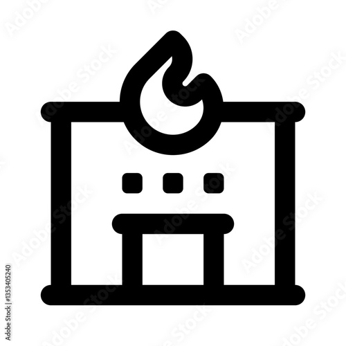 Fire Station Simple Line Icon. Single icon, line vector icon