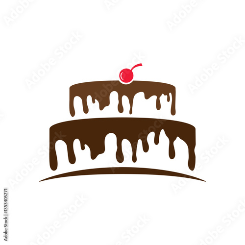 chocolate cake logo icon illustration