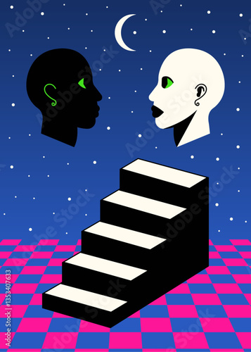 Surreal Stairs and Duality Heads Under a Starry Sky