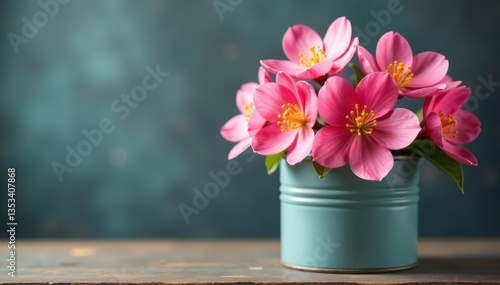 Wallpaper Mural Beautiful spring blossoms arranged in metal canister, bouquet, decor Torontodigital.ca