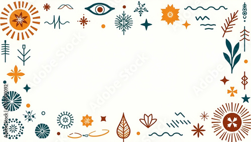 Stylized Ethnic Icons in Clean Frames: A Smart Business Illustration