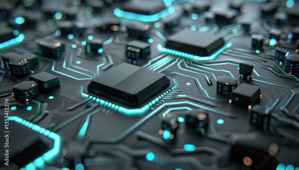 Advanced circuit board design showcasing modern computer technology and components Advanced circuit board design showcasing modern computer technology and components