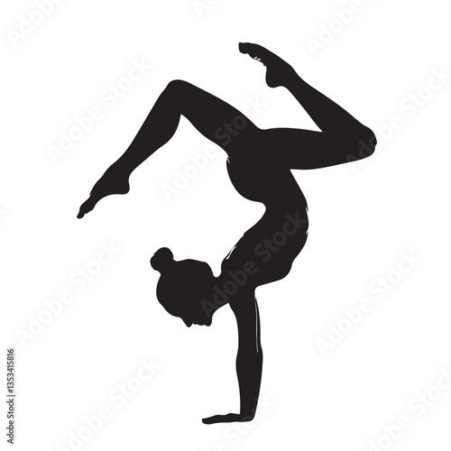 Black and White Gymnast Performing Scorpion Handstand Pose
