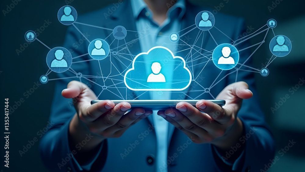 Business Professionals Collaborating Online: Cloud Technology and Social Networks for Effective Communication - Stock Photo Concept with Empty Space for Customization Business Professionals Collaborating Online: Cloud Technology and Social Networks for Effective Communication - Stock Photo Concept with Empty Space for Customization