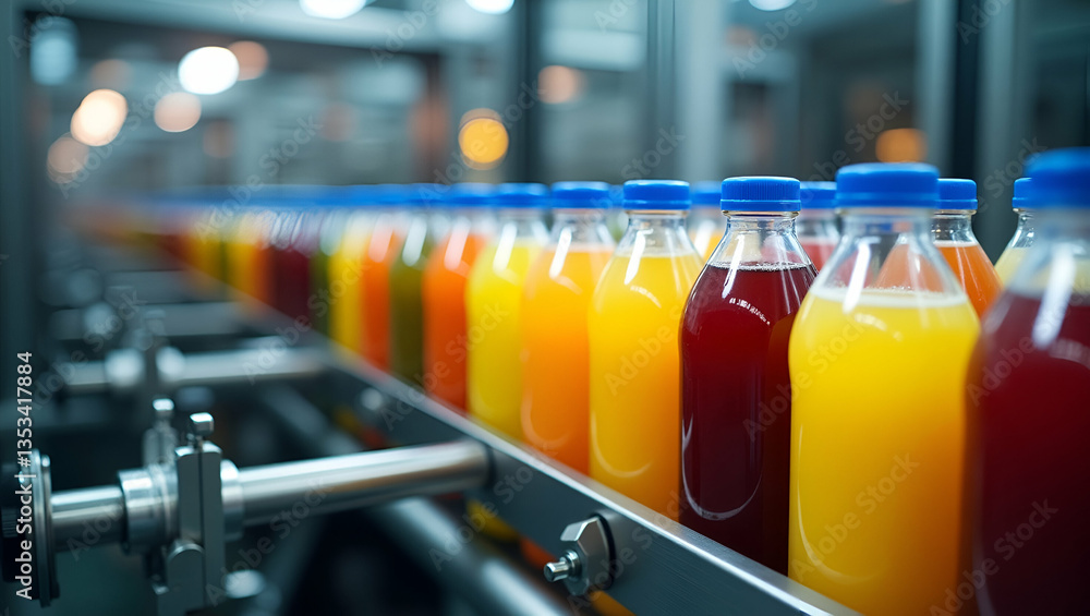 Fototapeta premium Innovative Beverage Bottle Production: Factory Automation & Technology