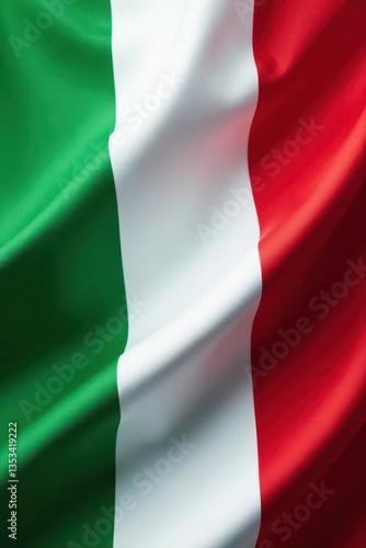 Close-up of Italian flag ribbon, tricolor detail, independence, green, silk