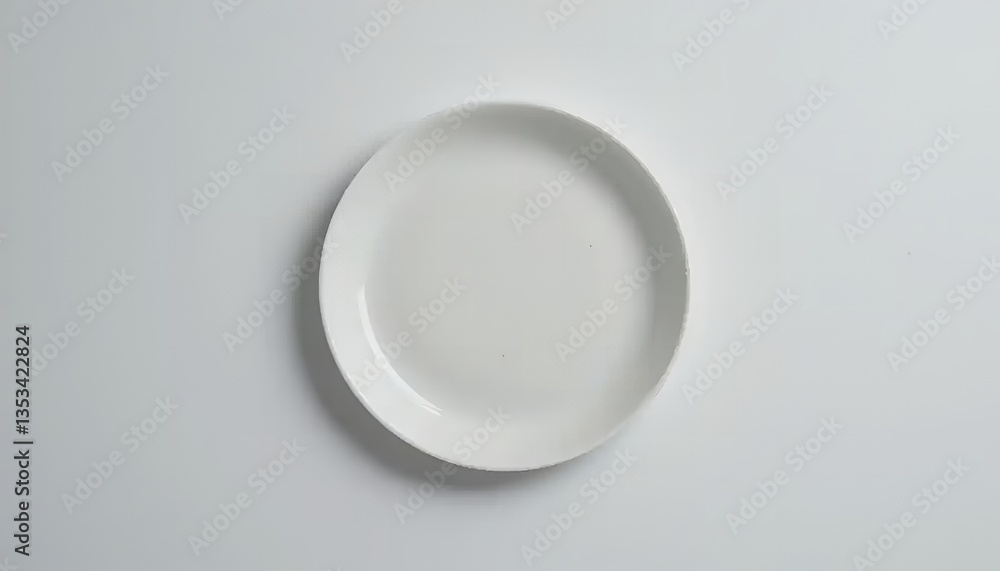 Minimalist Round Plate on White Background Overhead Shot for Food Presentation Minimalist Round Plate on White Background Overhead Shot for Food Presentation