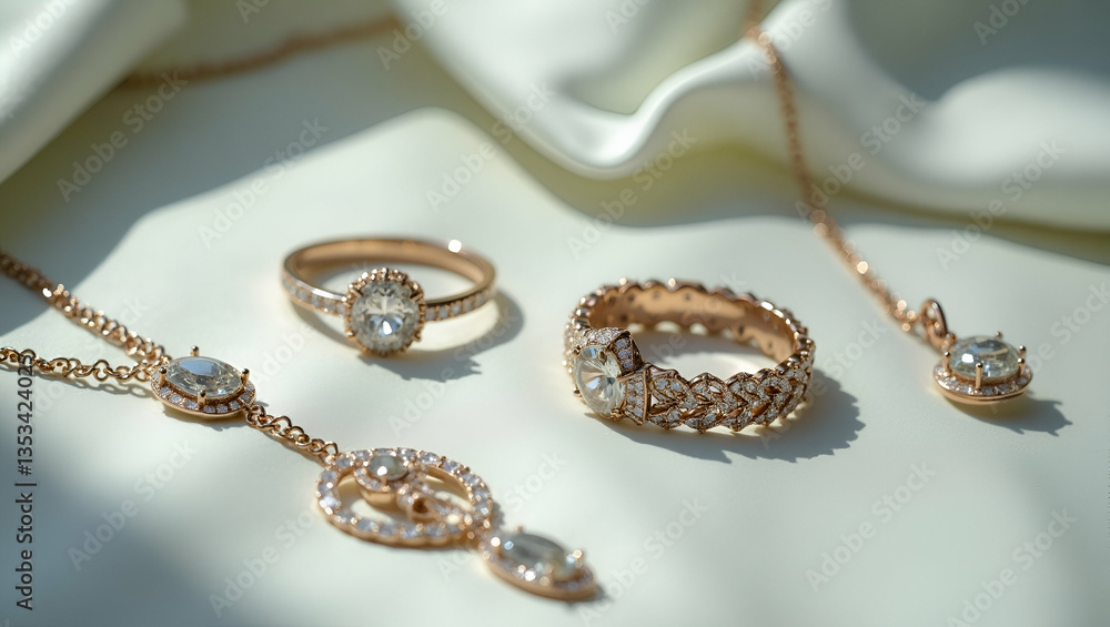 Delicate flat lay of jewelry on a velvety surface showcasing elegance and minimalist design highlighting fine accessories concept as Elegant flat lay featuring delicate jewelry pieces arranged on a ve Delicate flat lay of jewelry on a velvety surface showcasing elegance and minimalist design highlighting fine accessories concept as Elegant flat lay featuring delicate jewelry pieces arranged on a ve