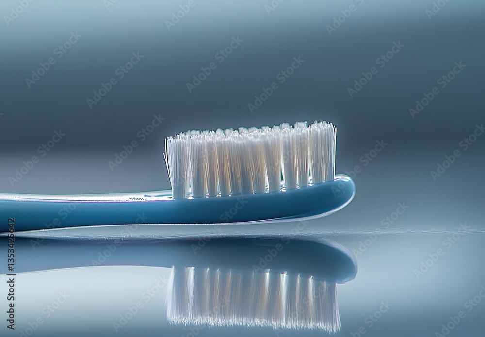 Close-up of a bamboo toothbrush with white bristles on a soft background Close-up of a bamboo toothbrush with white bristles on a soft background