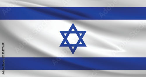 Vector flag of israel. israel waving flag background.