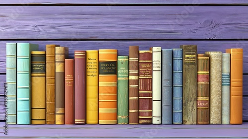 Vintage Book Collection on Wooden Shelf