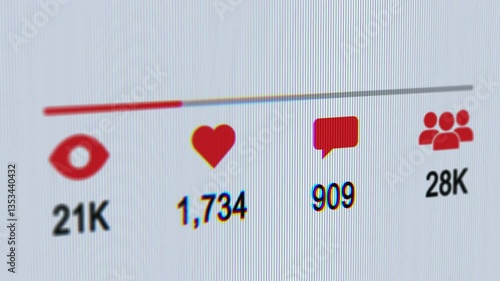 Social Media Counter Animations. Views, comment, likes, and new followers Counter Animations. White