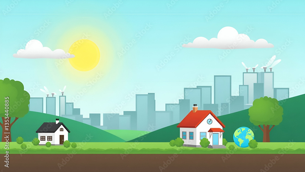Naklejka premium Achieve Corporate Environmental Responsibility: Implement Sustainable Practices and Reduce Emissions with Our Cute Vector Illustration of a Smart Business Team Complying with Environmental Regulations