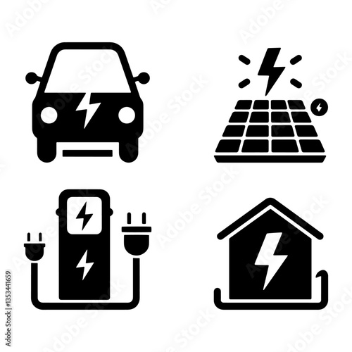 Electric Power Icon Set - Electricity & Energy Icons Collection