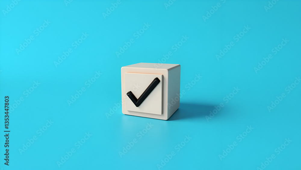 Wooden Cube Check Mark on Blue Background: A Visual Checklist Concept with Copy Space for Organization and Planning Ideas in Stock Photography Wooden Cube Check Mark on Blue Background: A Visual Checklist Concept with Copy Space for Organization and Planning Ideas in Stock Photography