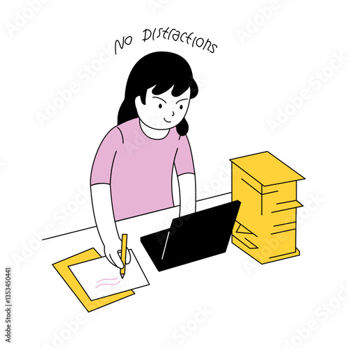 Illustration of working without distractions