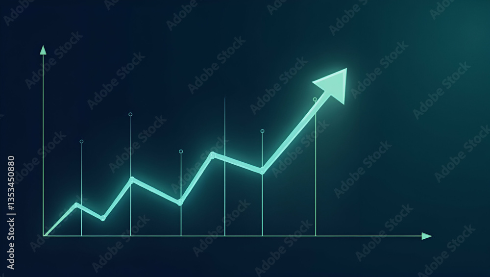 Fototapeta premium Flat Market Chart Illustrating Business Growth: Stock Graphs, Investment Financial Data, and Profit Diagrams in a Cute Vector Style for Success and Exchange Information