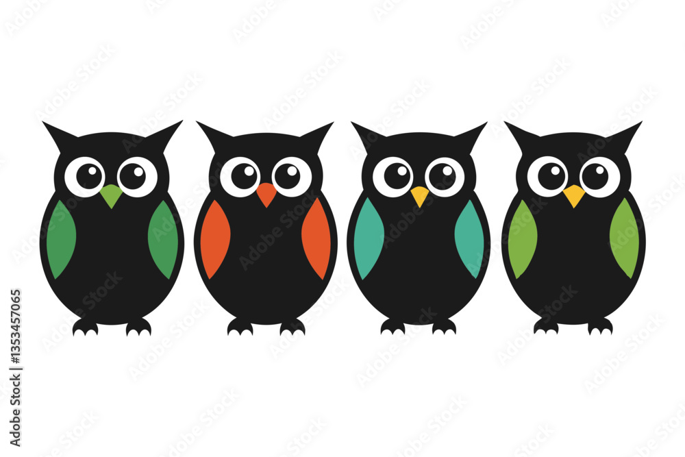 set of Owl silhouette vector illustration set of Owl silhouette vector illustration