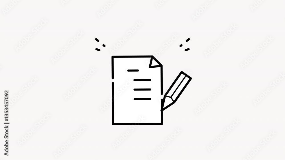 Minimalistic motion graphic animation of a writing document Minimalistic motion graphic animation of a writing document