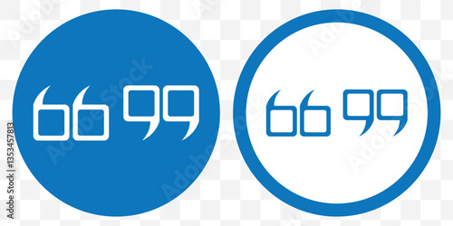 Blue quotation mark, quote symbol icon vector illustration, double quotation mark isolated on Transparent background. EPS 10.