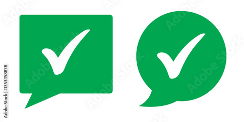 Set of plus minus, check mark, x mark with speech bubble or comic ballon icon. Vector illustration.