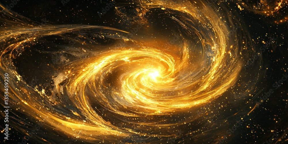 Obraz premium A mesmerizing cosmic scene with golden swirls and a radiant celestial glow
