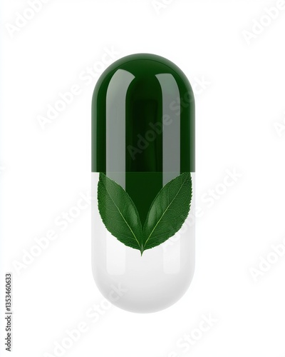 Wallpaper Mural Green capsule with a leaf symbolizing nature and health. Torontodigital.ca