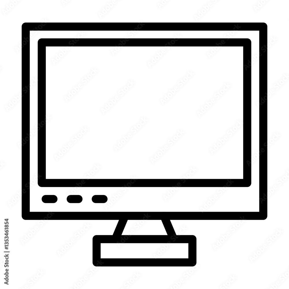 CRT Computer Monitor Vector Line Icon Design CRT Computer Monitor Vector Line Icon Design