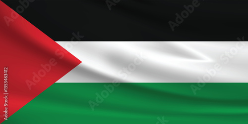 Vector flag of Palestine. Palestine waving flag background.