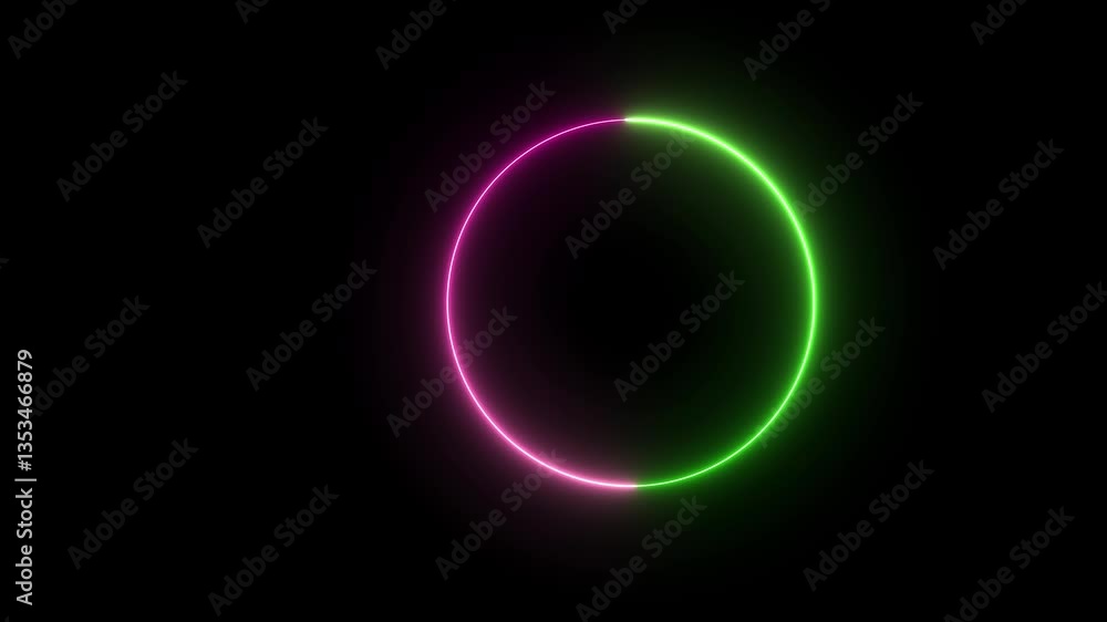 Abstract Neon circle isolated on black background. Abstract Neon circle isolated on black background.
