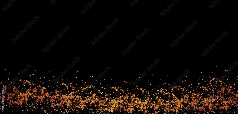 Black backdrop sprinkled with golden glitter, ample copy space, abstract, element, graphic Black backdrop sprinkled with golden glitter, ample copy space, abstract, element, graphic