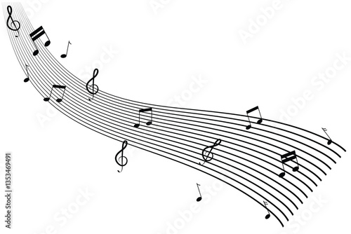 Musical notes line pattern symbols icon, vector. Music notes background,  Varieties of musical notes. Musical background. vector illustration. 