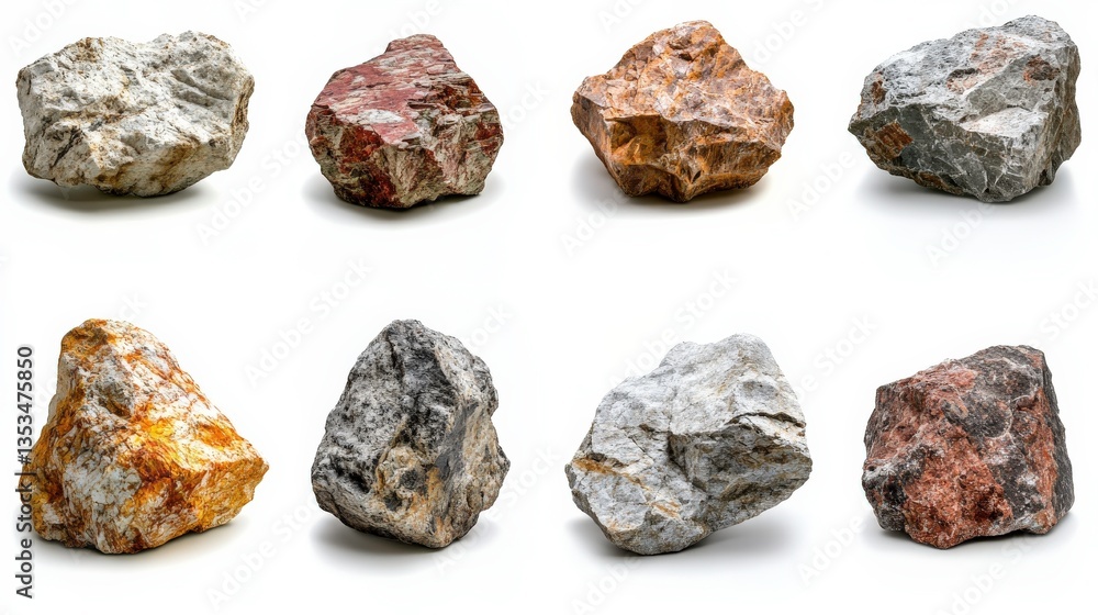 Local Stone Collection on White Background Local Stone Collection on White Background