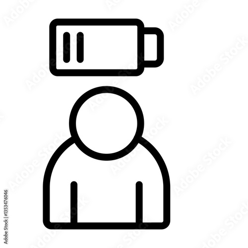 Empty Battery Vector Line Icon Design