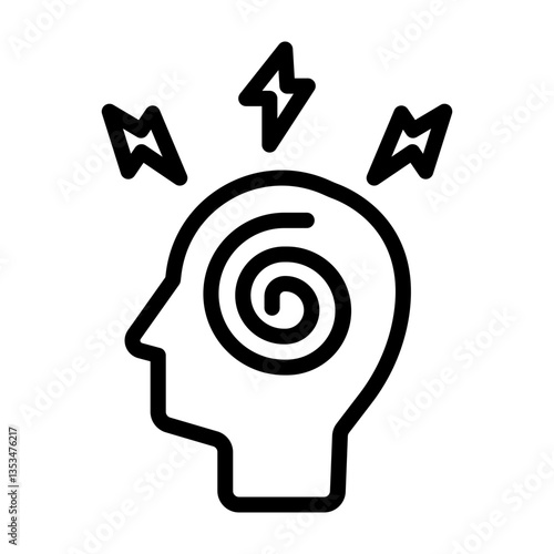  Stressed Out Brain Vector Line Icon Design